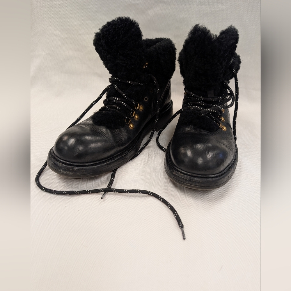 Dolce & Gabbana Black Trekking Fur-Lined Leather Boots Size 11 - Picture 7 of 10